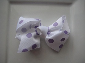 White with Lavender Polka Dots