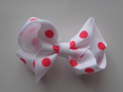 White with Hot Pink Polka Dots