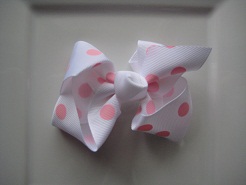 White with Light Pink Polka Dots