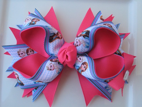 Hot Pink Anna and Elsa Double Knot Bow
