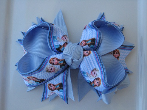 Light Blue Anna and Elsa Double Knot Bow