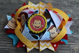 Curious George Inspired Hair Bow